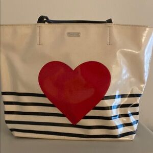 Kate Spade Cream and Red Heart Tote Bag